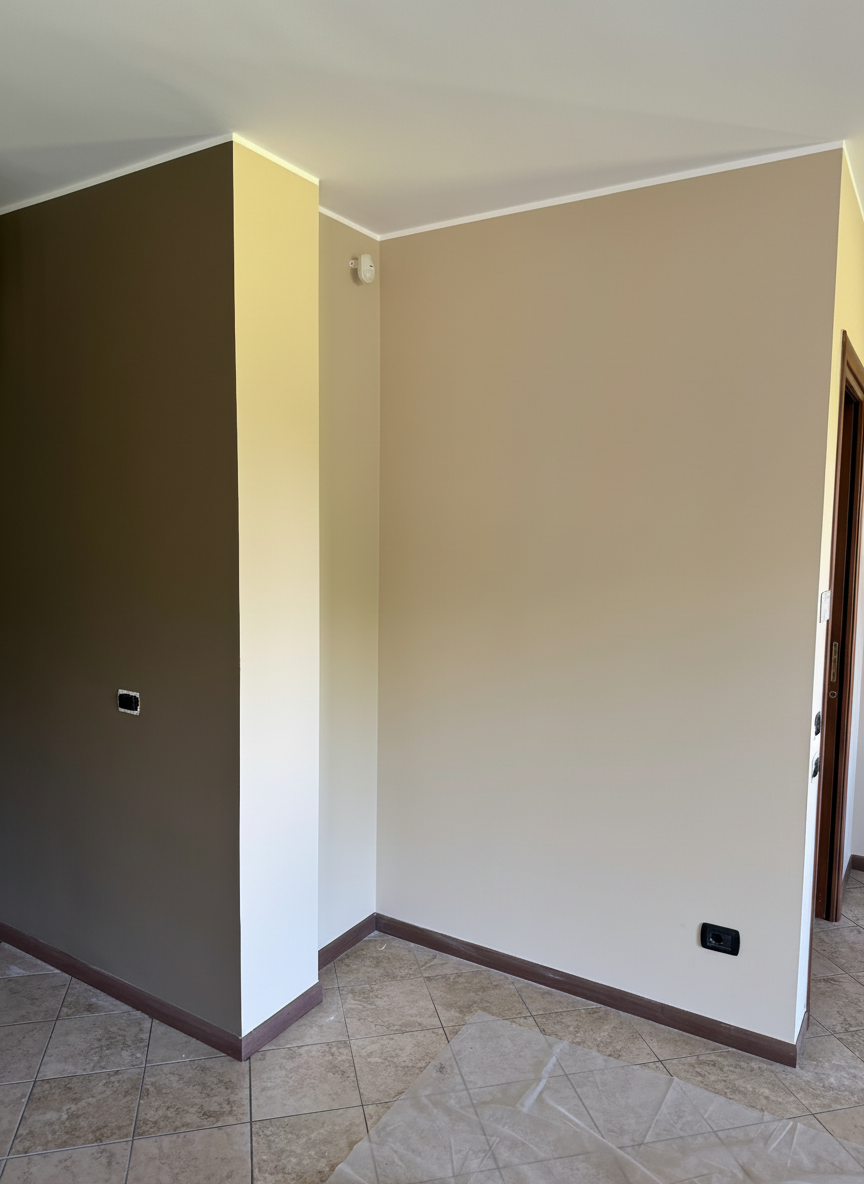 Ingresso bicolore tortora e sabbia