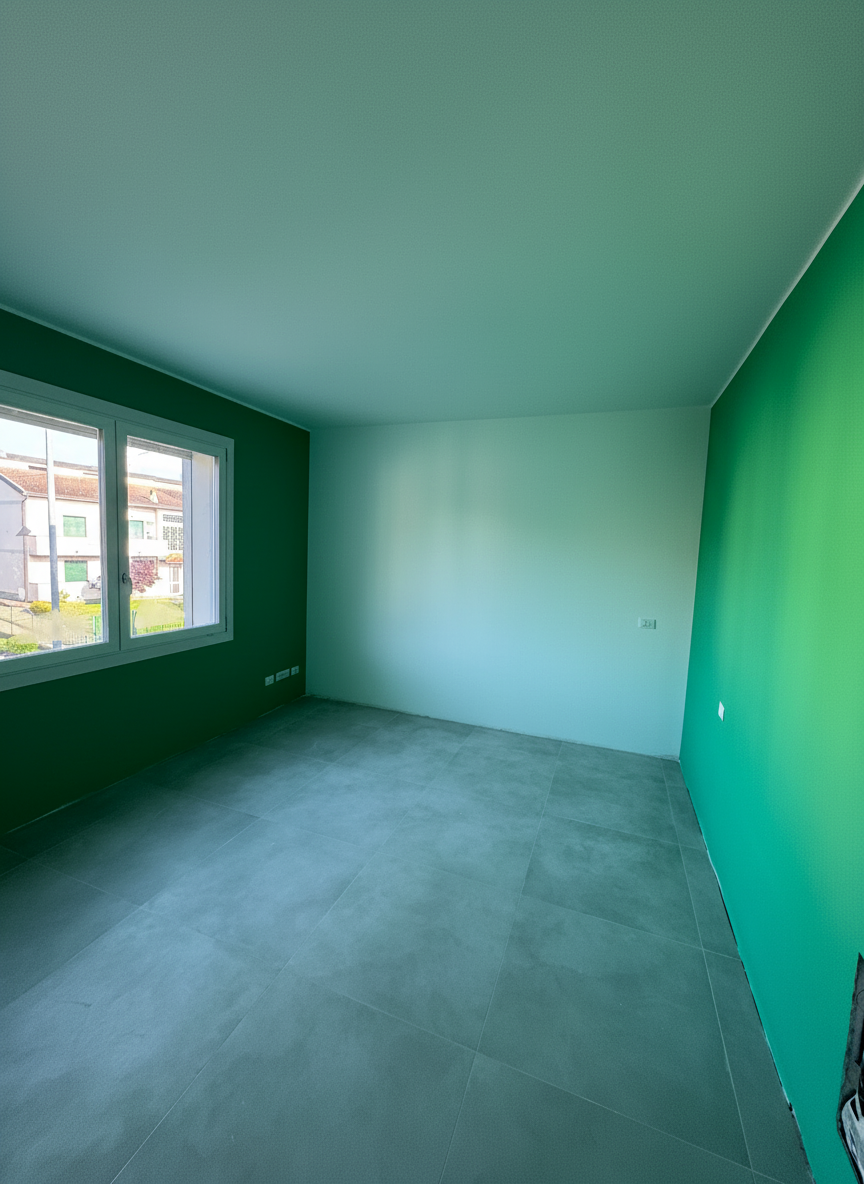 Camera con pareti verde smeraldo